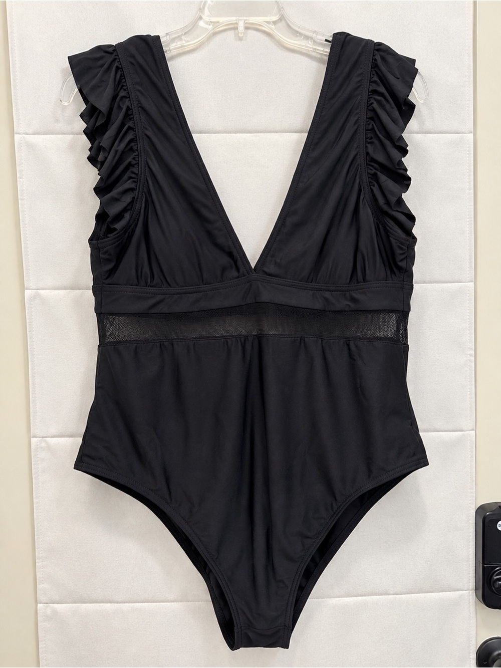 Cupshe Black Ruffle Mesh Waist One Piece Swimsuit 3X Plus
